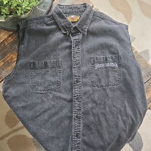 Harley-Davidson Charcoal Sleeveless Denim Shirt